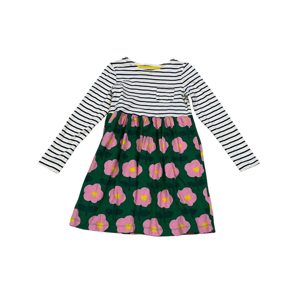 Mini Boden Hotchpotch Mix Print Long Sleeve Cotton Dress Kid's Size 8-9Y